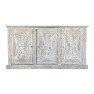 Contemporary Mediterranean Style Alpi Dolomiti Finish & Carrara Marble Cabinet