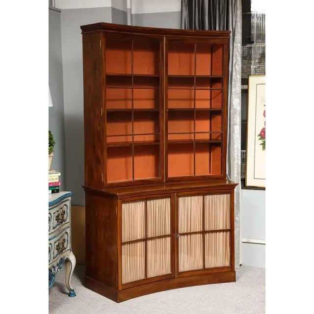 Wood A Curved French Walnut Bibliothèque (One of Two) For Sale - Image 7 of 10