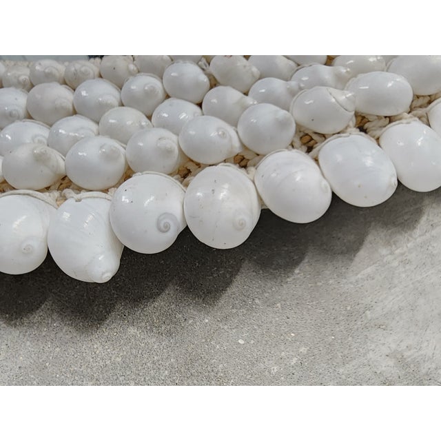 Off-white Handcrafted Coastal Style Round Seashell Mirror For Sale - Image 8 of 12