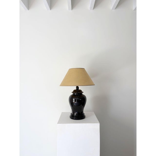 Black 20th Century Black Gloss Ceramic Table Lamp, Britain, 1980s For Sale - Image 8 of 8