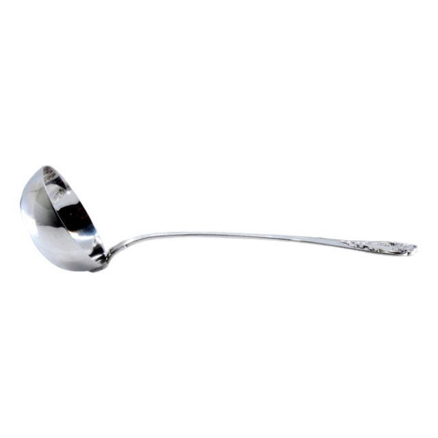 Silver Soup Ladle with Grooves For Sale