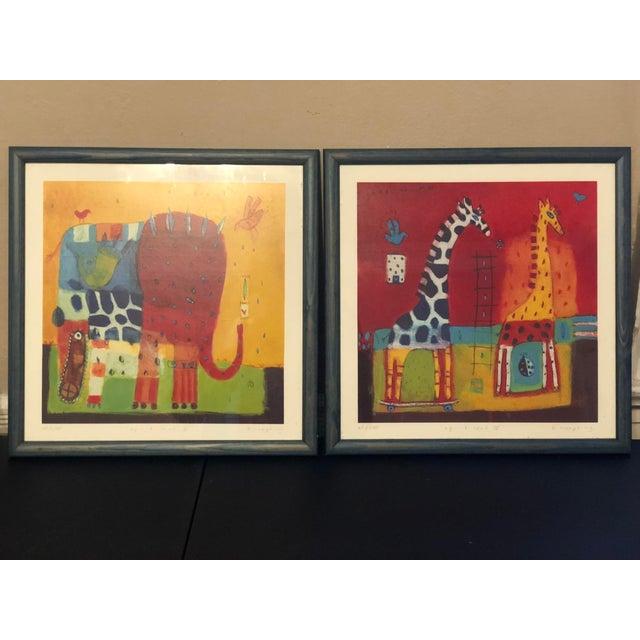 Wood Karen Hoepting Signed "Spirit Leaf" Framed Animal Prints - Edition 65/200 - Pair For Sale - Image 7 of 17