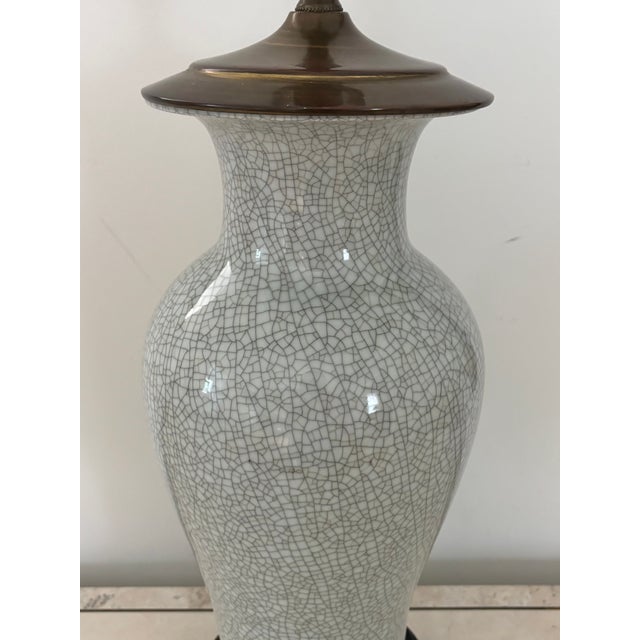 Contemporary Late 20th Century Vase Lamp With Brass Cap, Crackle Finish For Sale - Image 3 of 8