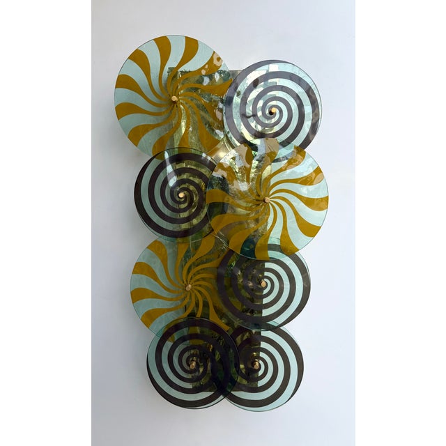 2020s Contemporary Pair of Brass and Murano Glass Spiral Sconces, Italy For Sale - Image 5 of 14