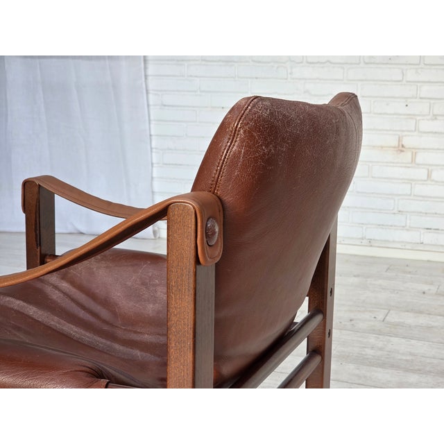 Danish Safari Armchair in Leather from Skipper's Furniture, 1970s For Sale - Image 11 of 17