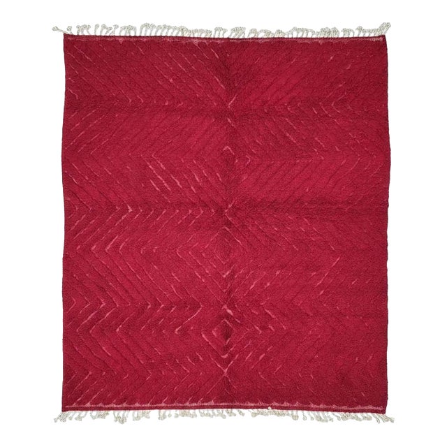 Red Moroccan Rug - 9.8 X 8.2 Ft For Sale
