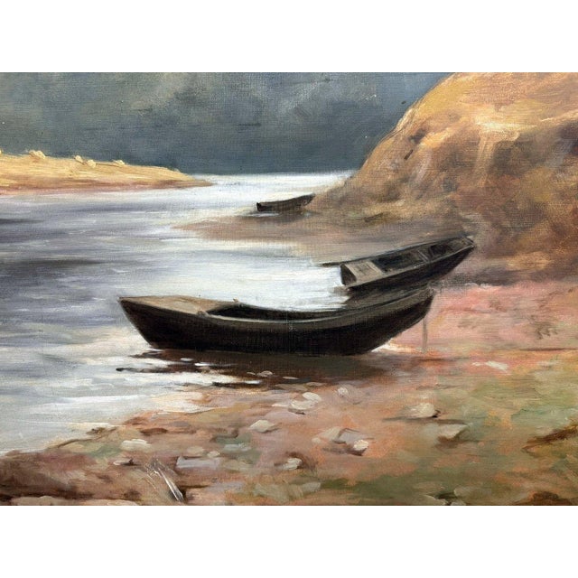 A.Monier, Lakeside Landscape, 1890s, Oil on Canvas For Sale - Image 11 of 13