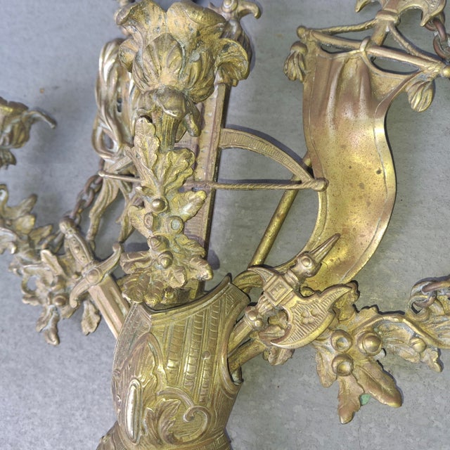 Mid 19th Century C1840 Large French Louis XIV Heraldic Gilt Bronze Castle Wall Sconce For Sale - Image 5 of 18
