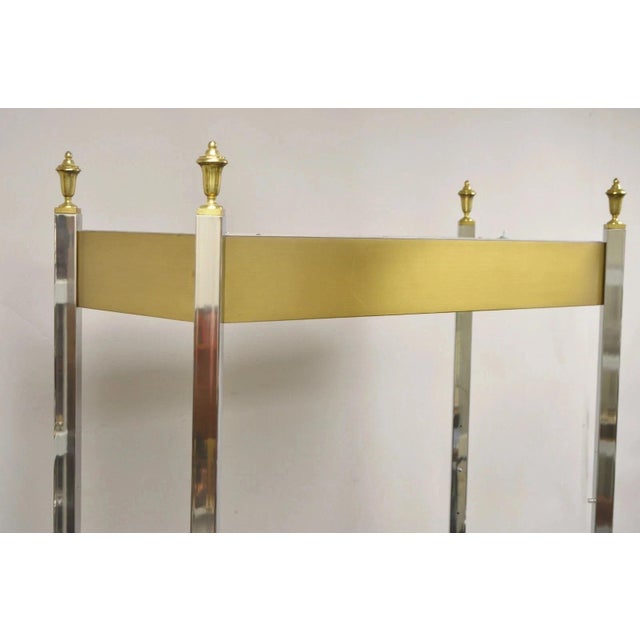 Late 20th Century Vintage Mid Century Modern Lighted Chrome & Brass Etagere Display Shelf Curio For Sale - Image 5 of 12