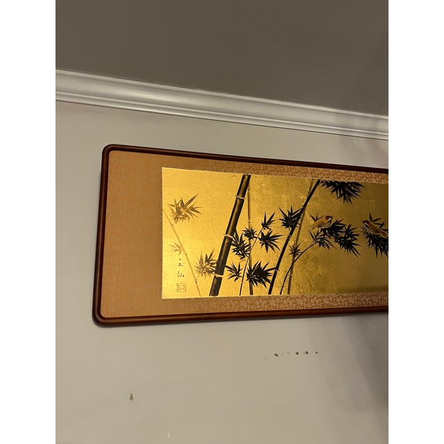 Up for consideration is a beautiful vintage Asian style art wall hanging in a wooden frame. This would look lovely in your...