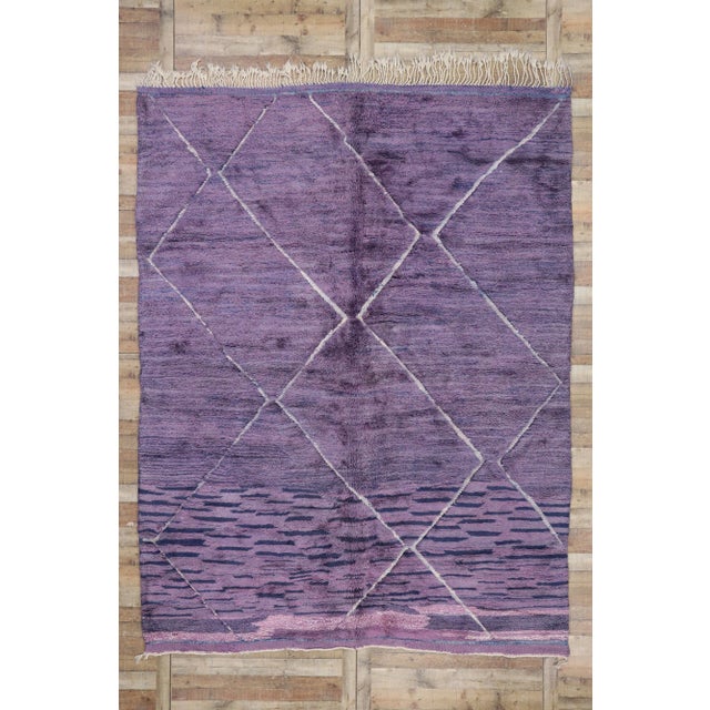 Purple Purple Beni Mrirt Moroccan Rug - 09'02 X 11'08 For Sale - Image 8 of 9