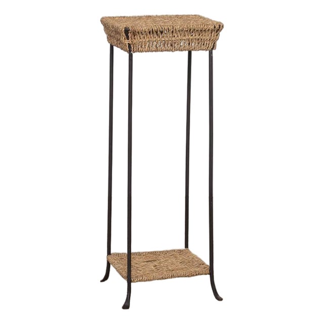 1960s French Rush and Iron Side Table For Sale