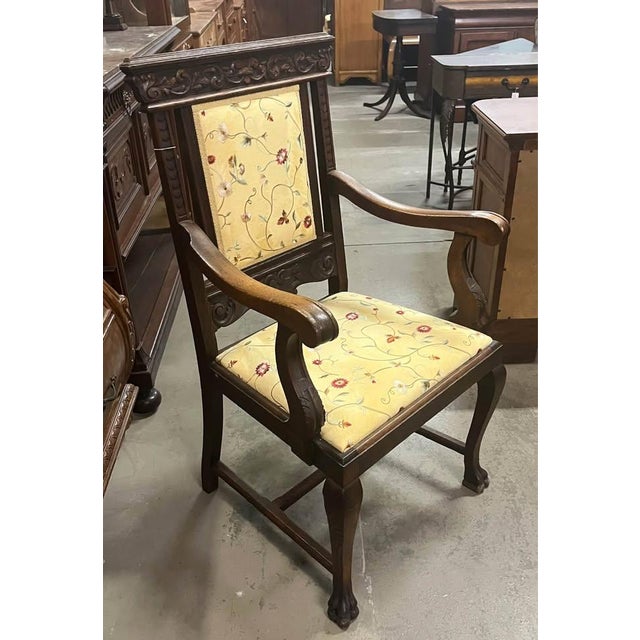 Late 19th Century Antique Jacobean Carved Oak 8 Piece Dining Chair Set For Sale - Image 4 of 10