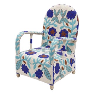Vintage Hand-Beaded Yoruba Tribal Armchair For Sale