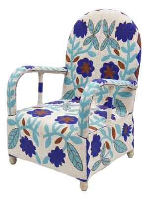 Vintage Hand-Beaded Yoruba Tribal Armchair
