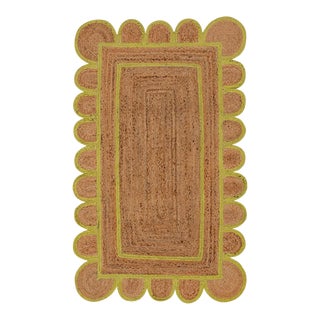 Margarita Scallop Jute Hand Made Bohemian Rug 3x5 Ft. For Sale