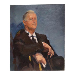 Robert T. Ayres Portrait Painting of Jack Bellamy as FDR in "Sunrise at Campobello" 1950s For Sale