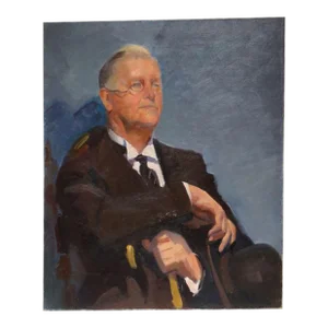 Robert T. Ayres Portrait Painting of Jack Bellamy as FDR in "Sunrise at Campobello" 1950s