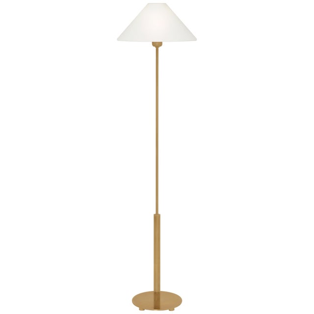 Modern J. Randall Powers by Visual Comfort Signature Hackney Floor Lamp in Hand-Rubbed Antique Brass with Linen Shade For Sale - Image 3 of 3
