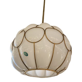 1960s Vintage White Murano Glass Pendant, Attributed For Sale