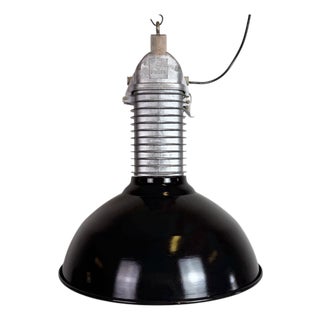 Large Industrial Black Enamel Factory Pendant Lamp from Philips, 1960s For Sale