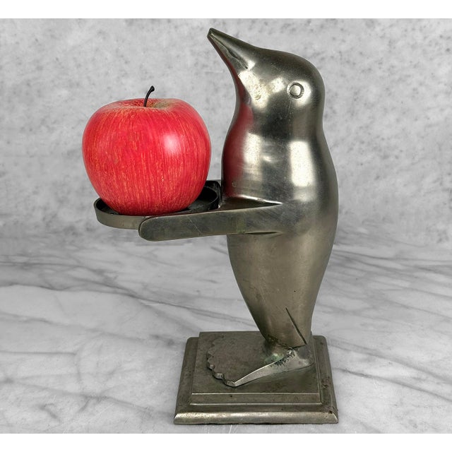 An Art Deco Pewter Figural Penguin Butler Catchall Tray, c.1980's - Pairs Nicely with Many Traditional & Eclectic...