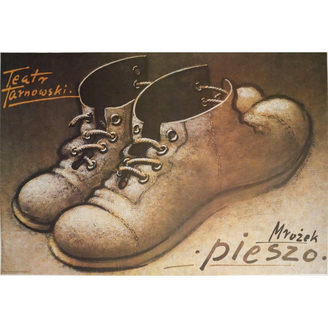 1990 Original Polish Theatre Poster, Pieszo (On Foot) - Mieczysław Górowski For Sale