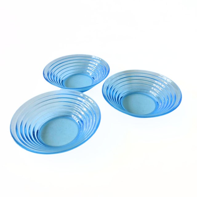 Vintage Glass small deep Signed Plate in blue designed by Alvar Aalto for Iittala. Set of three. This piece has an...