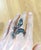Bochic "Orient" Vintage Emerald & Fancy Sapphires Serpent Ring 18K & Silver For Sale - Image 17 of 18