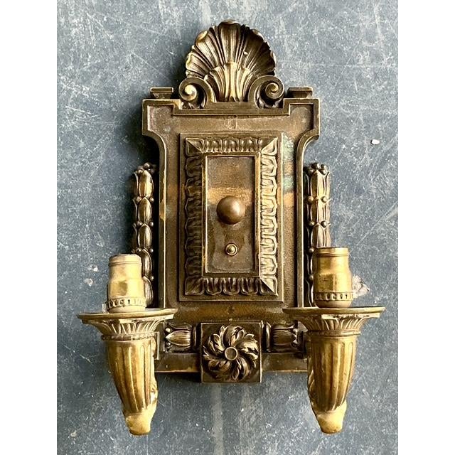 Vintage Boho Empire Bronze Wall Light Sconce For Sale - Image 4 of 10