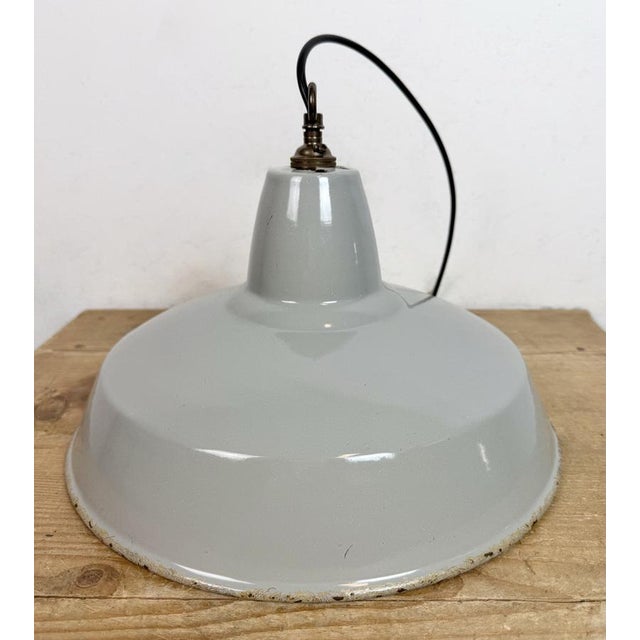Industrial Grey Enamel Pendant Lamp from Thorlux, 1960s For Sale - Image 16 of 18