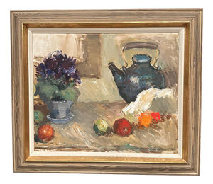 Karl Gustav Strandberg, Still Life with Kettle, 1960s, Oil Painting on Canvas, Framed