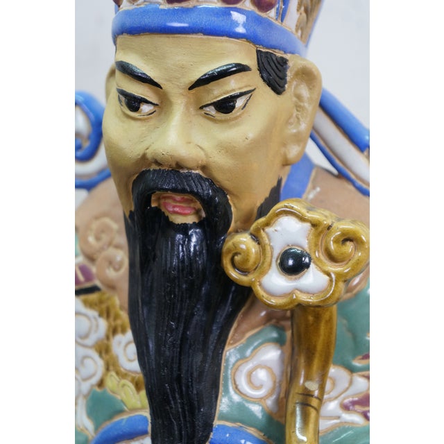 3 Ceramic Fu Lu Shou Star Gods Good Fortune Prosperity Longevity Statues 23" For Sale - Image 9 of 16