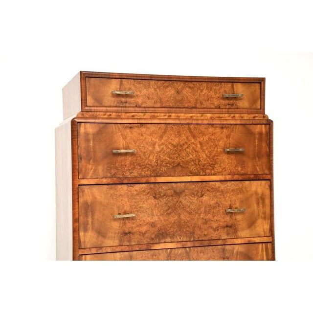 Art Deco Burr Walnut Chest of Drawers, 1930s For Sale - Image 9 of 12