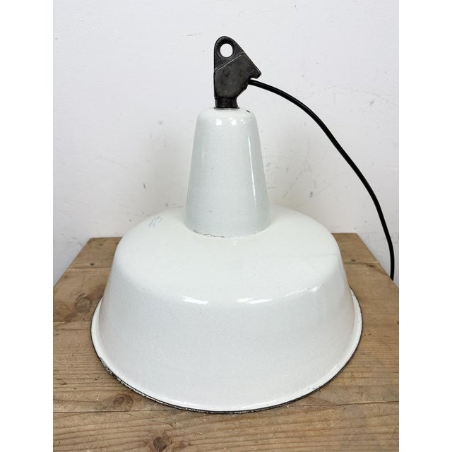 Large Industrial White Enamel Factory Pendant Lamp from Zaos, 1960s For Sale - Image 12 of 18