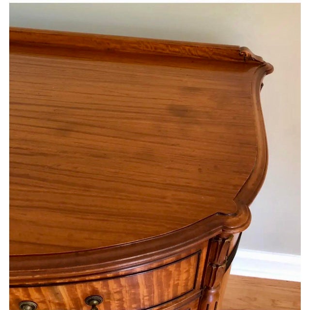 Wood 1930s John Widdicomb Satinwood Demilune Bow Front Dresser For Sale - Image 7 of 9