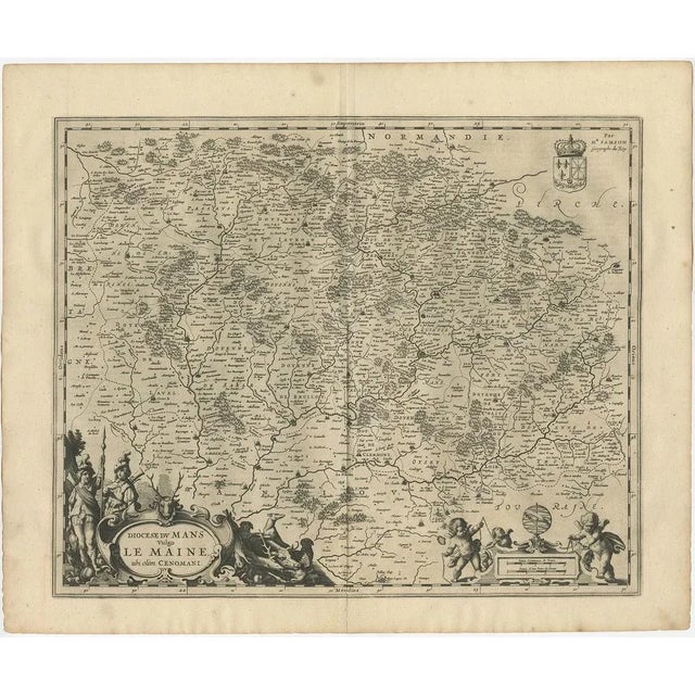 17th Century Antique Map of the Maine Region by Janssonius, 1657 For Sale - Image 5 of 6