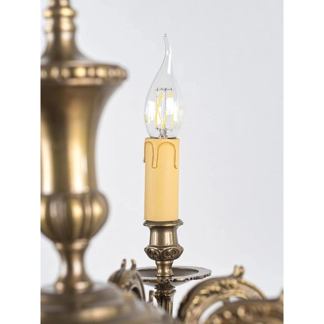 2000 - 2009 Low Brass 8-Arm Chandelier For Sale - Image 5 of 7