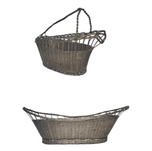 Bottle Holder and Basket in Silver Metal Braided Wire, 1930s, Set of 2