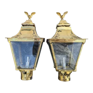 Late 20th Century Brass Eagle Gas Lantern Light Pair by Modern Home Products - a Pair