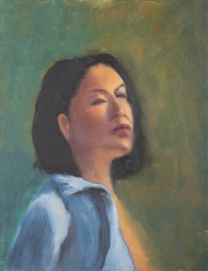 Original Portrait Oil Painting of a Woman, “Woman in Blue”