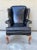 1960s Vintage Antique Leather Nailhead Brass Wing Back Chair Library Baker Hancock Era For Sale - Image 5 of 14