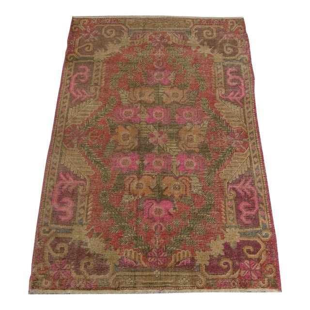 1900s Authentic Tribal Floral Khotan Rug For Sale