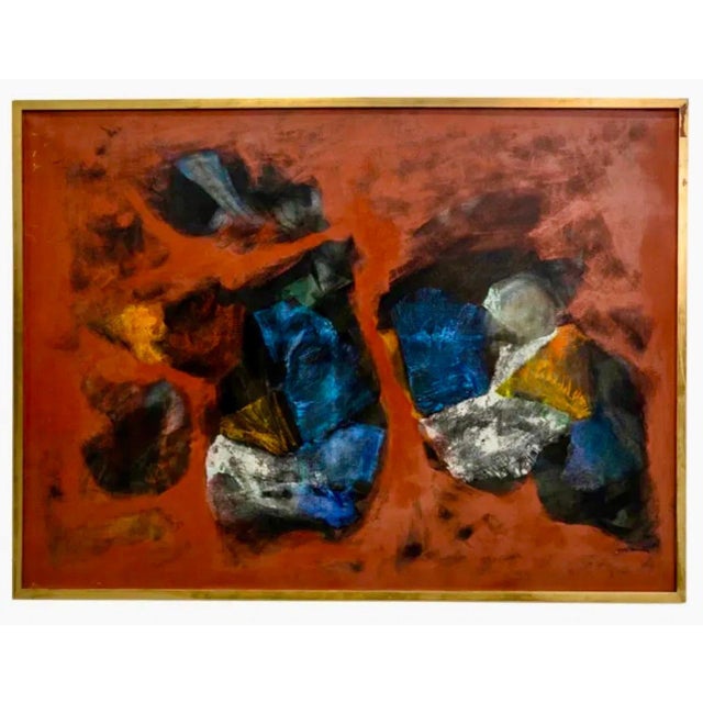 Willy Mucha, Large Polish French Abstract Expressionist Oil Painting Willy Mucha, Ecole Paris, 1963 For Sale