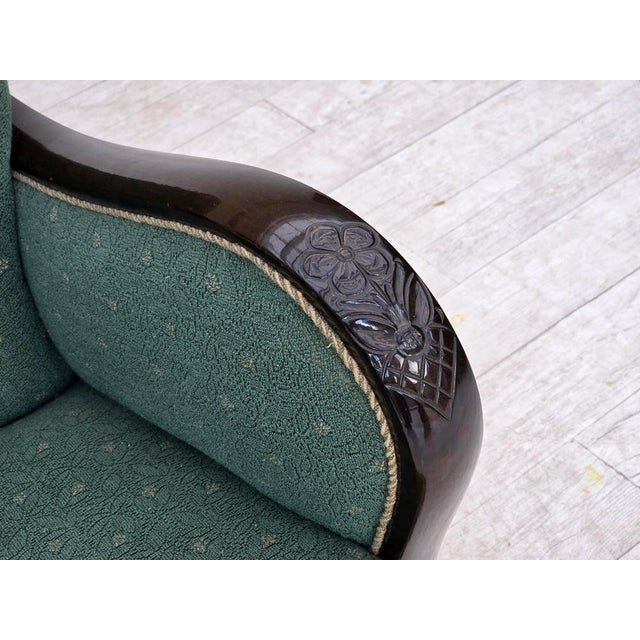 Danish Armchair in Green and Beige Furniture Wool, 1960s For Sale - Image 15 of 18