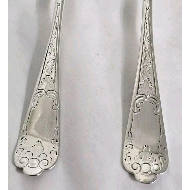 Metal Georgian Sterling Silver Fruit Serving Spoons, London, 1737 & 1763, Set of 2 For Sale - Image 7 of 18