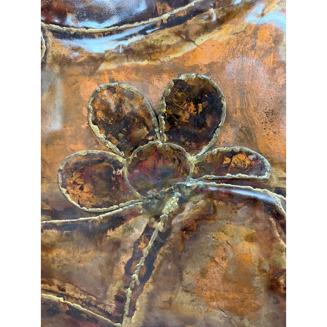 Vincent Payez Signed 1967 Torch Copper Wall Art, Brutalist Floral Repoussé Panel For Sale - Image 13 of 13