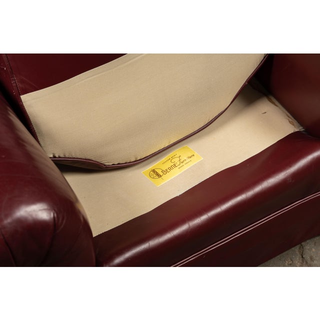 Vintage Tufted Leather Churchill Chair With Ottoman in Burgundy For Sale - Image 9 of 11