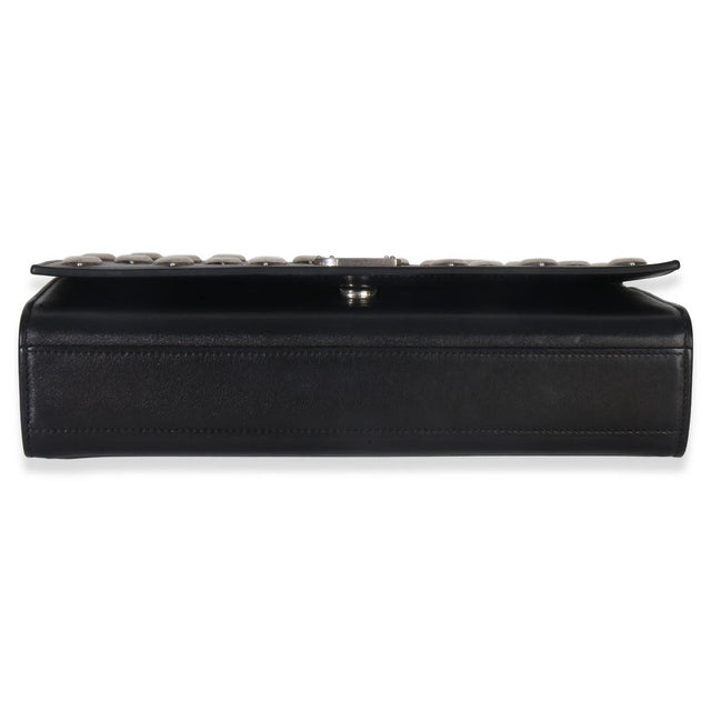 2010s Black Smooth Calfskin Studded Heart Medium Kate Chain Bag For Sale - Image 5 of 9