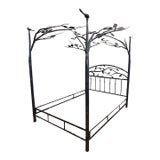 Queen Size Simply Santa Fe Bespoke Wrought Iron Botanical Canopy Bed Frame For Sale